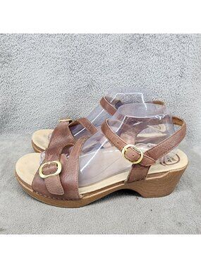 Dansko Shoes Womens Size 11.5 Brown Leather Strappy Platform Sandals *Read*
